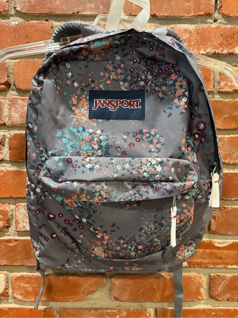 JanSport SuperBreak Grey Floral Backpack